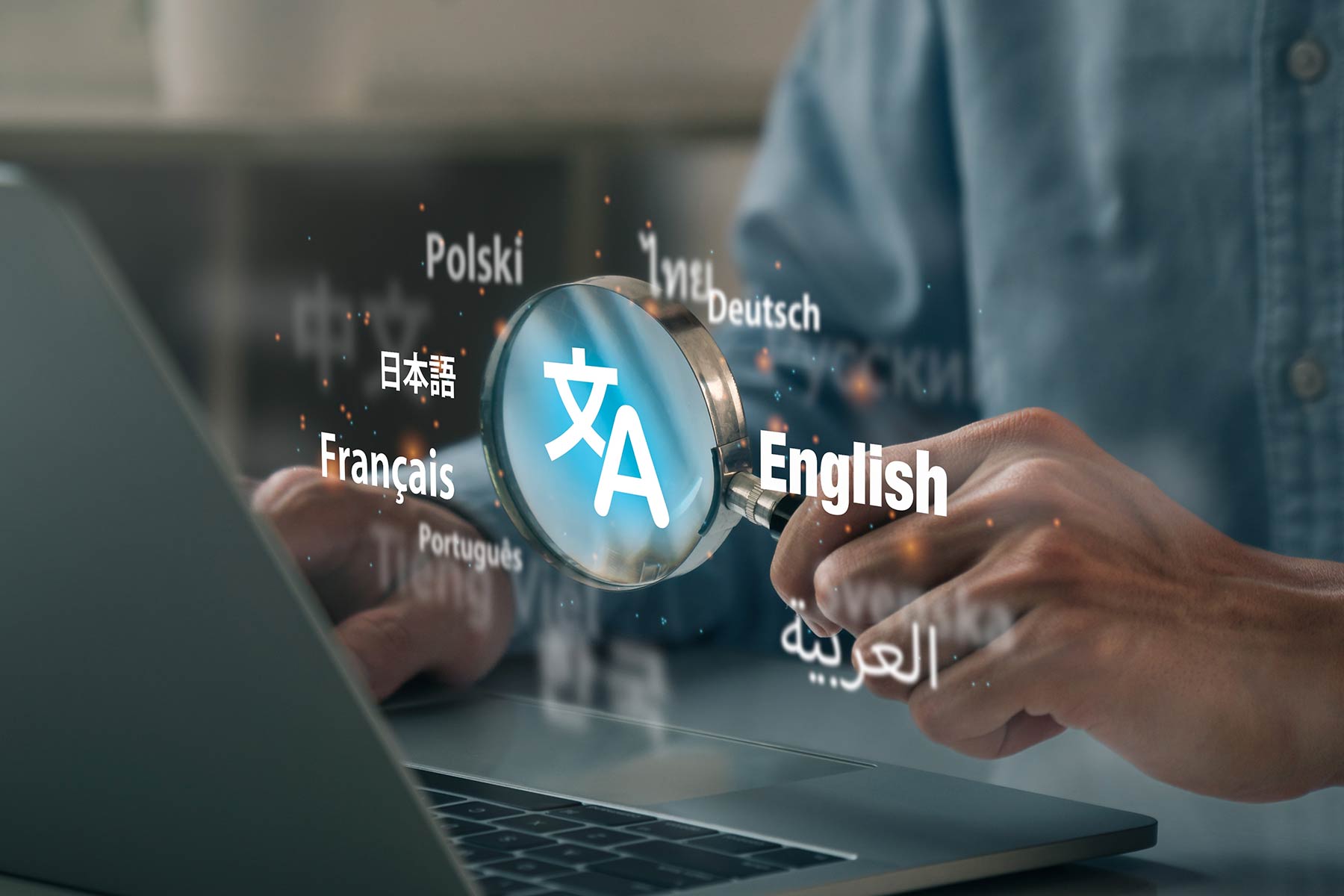 A man working on translation services A man working on translation services