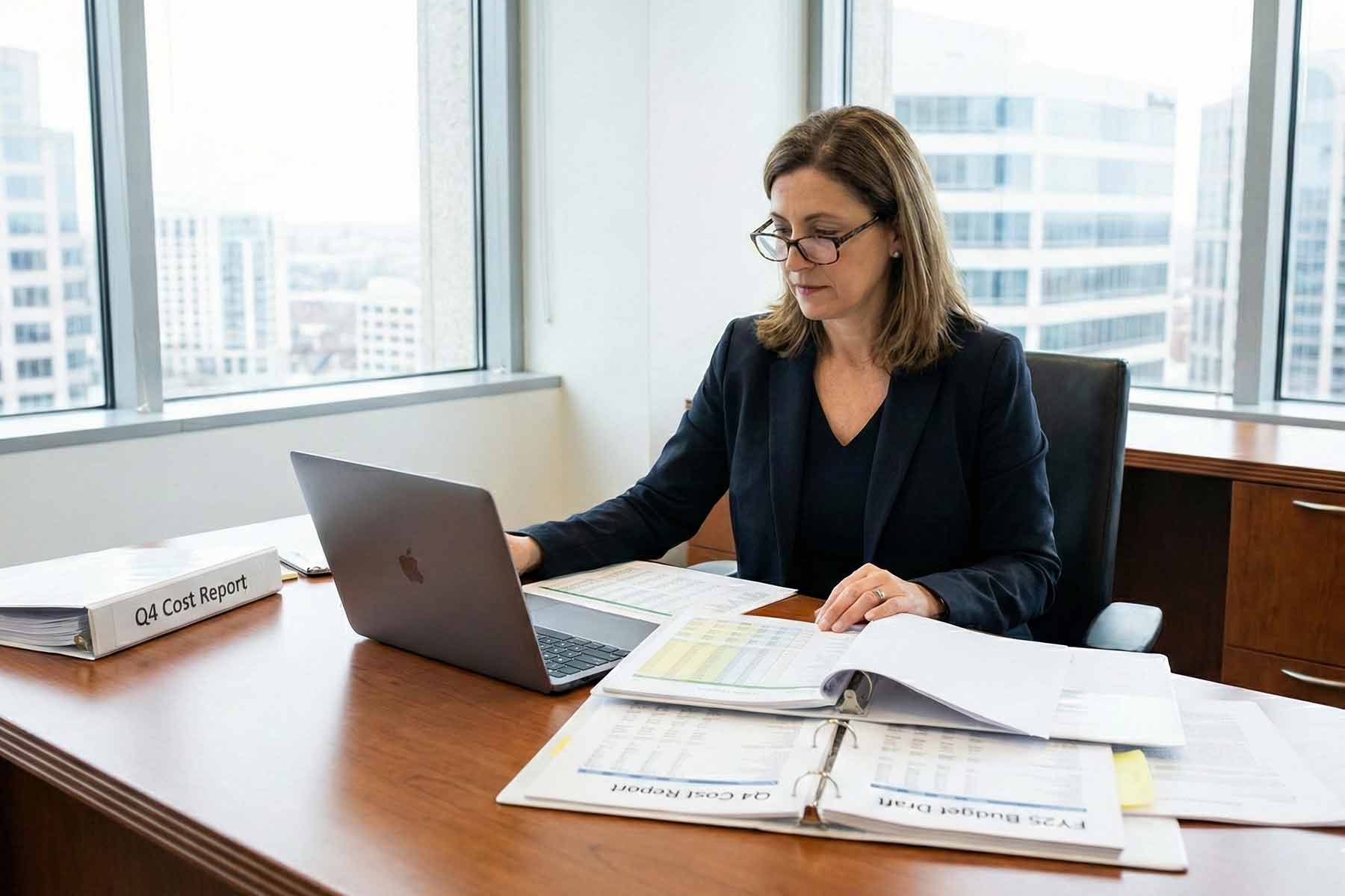 A Certified Management Accountant (CMA) working on financial reports A Certified Management Accountant (CMA) working on financial reports